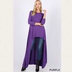 S M L XL Purple Hi Low Lo Top Shirt Trending